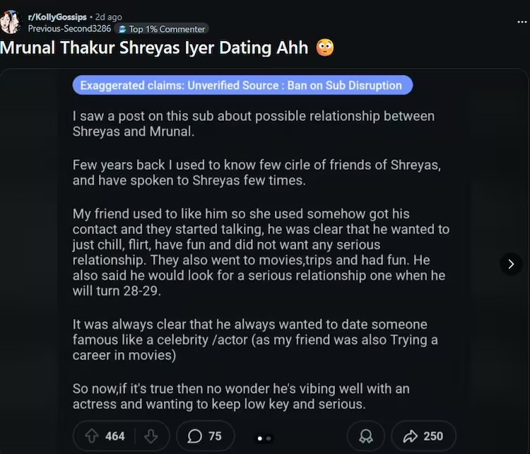 Mrunal Thakur and Shreyas Iyear dating rumours