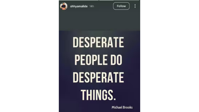 Raj’s ex-wife Shhyamali De Instagram Post