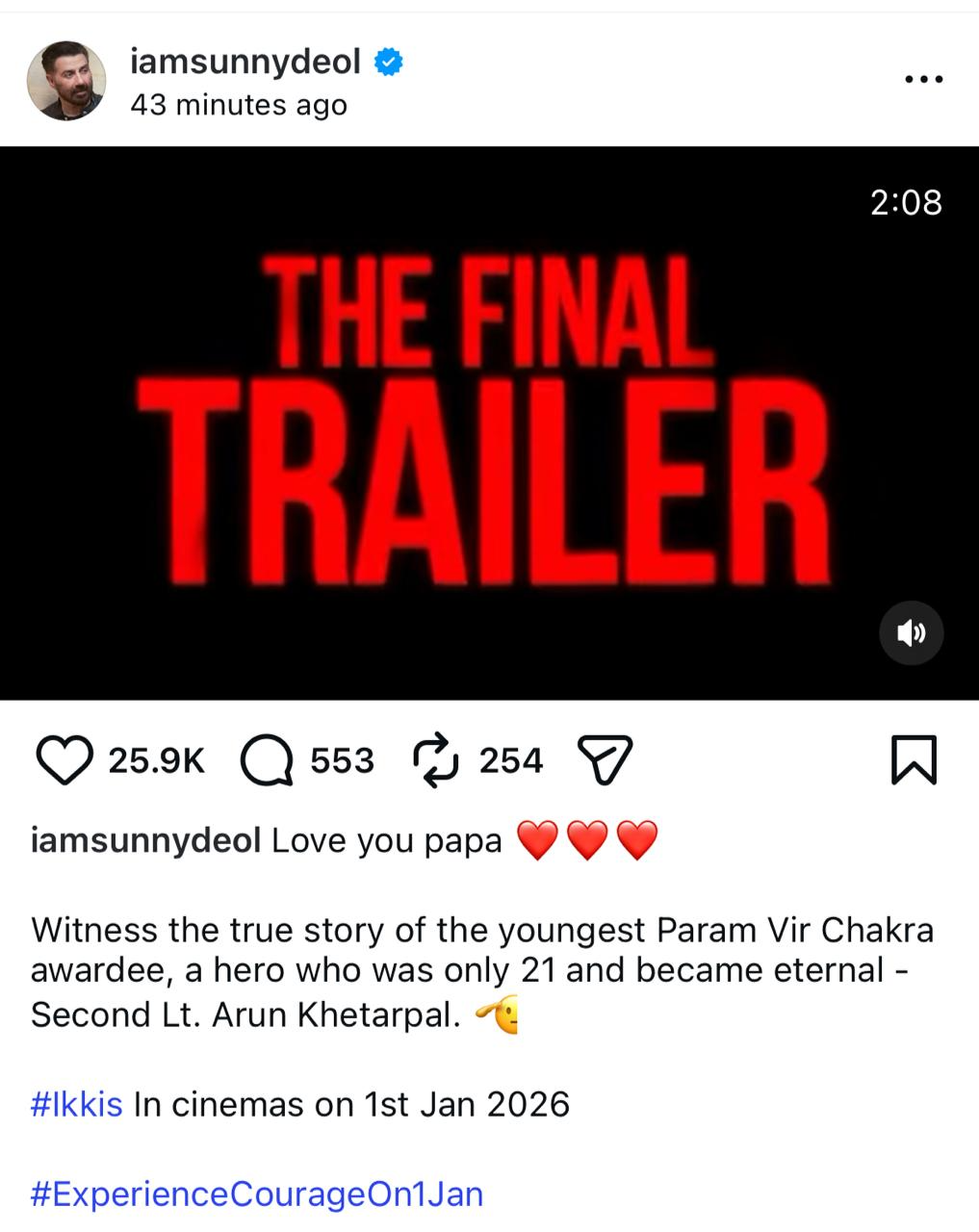 Sunny Deol Reacts To Ikkis Final Trailer