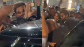 Allu Arjun Pulls Wife Sneha Reddy Closer After Being Mobbed At Hyderabad Cafe