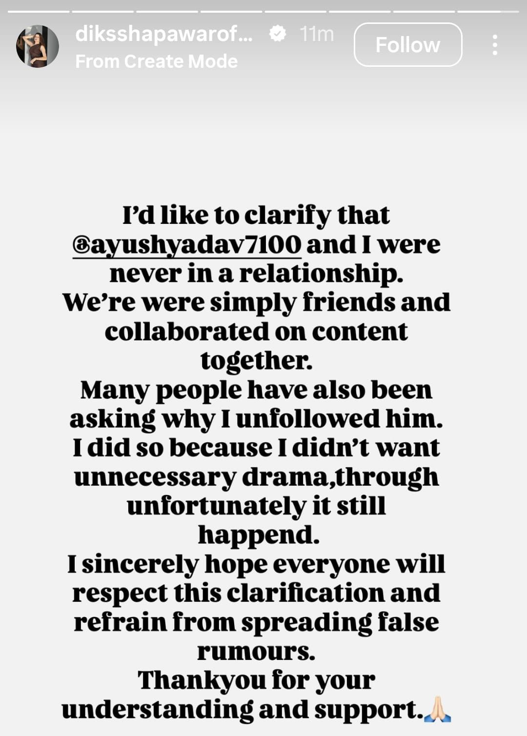 Diksha Pawar Instagram Story