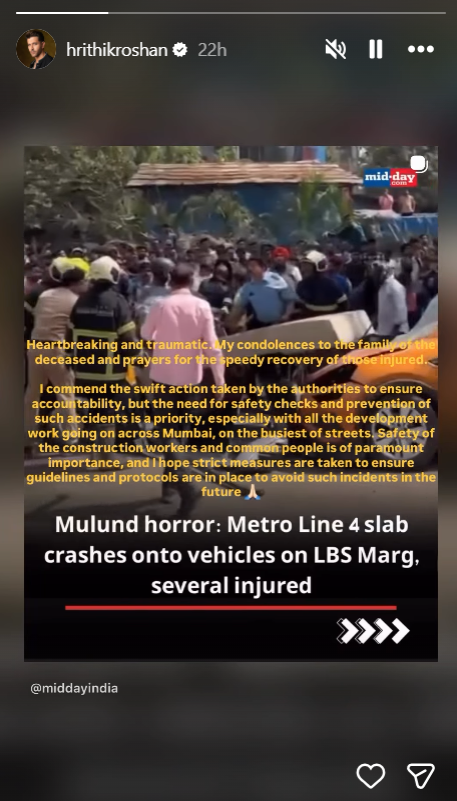 Hrithik Roshan React To Mulund Metro Pillar Collapse
