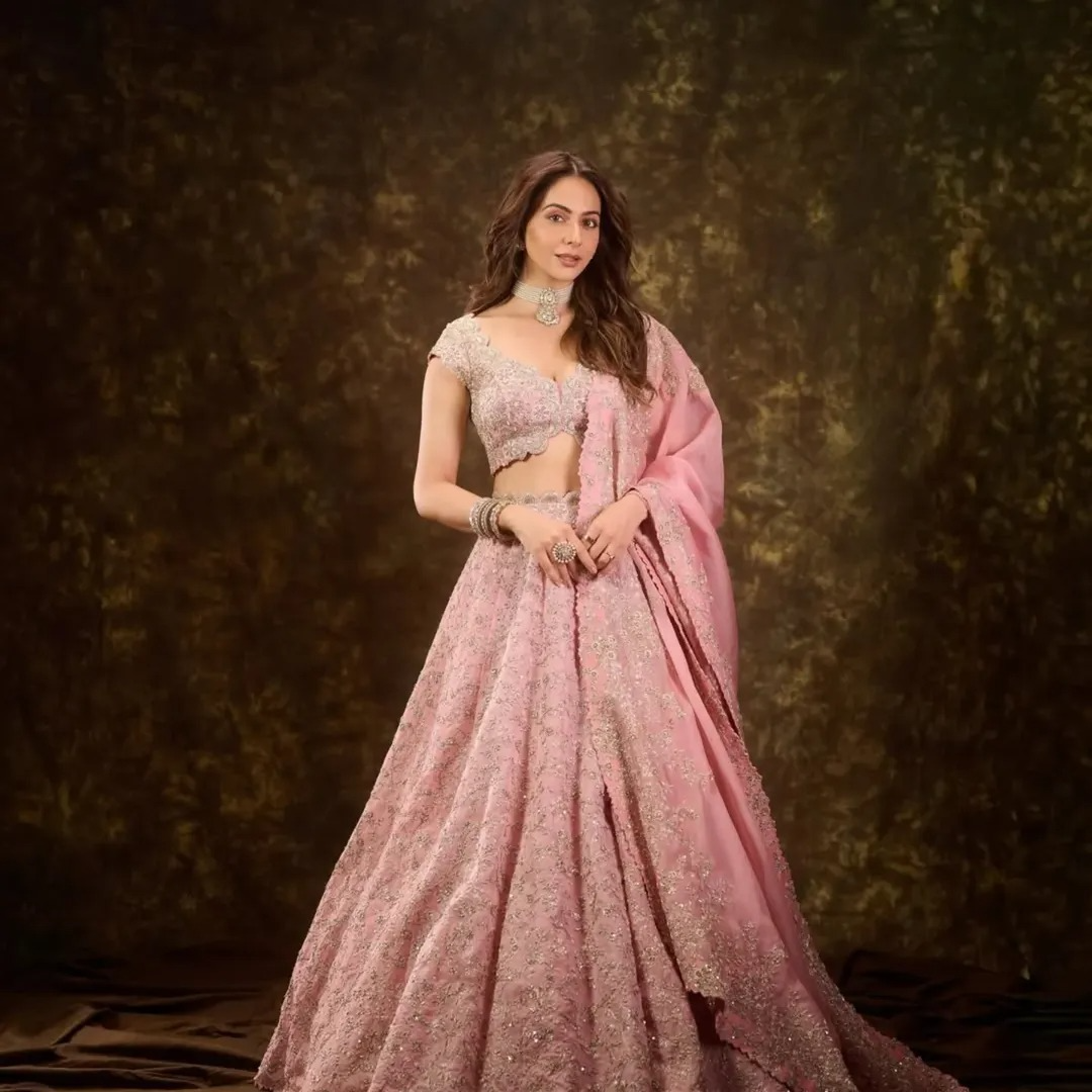 Rakul Preet Singh Exudes Elegance In A Light Pink Lehenga