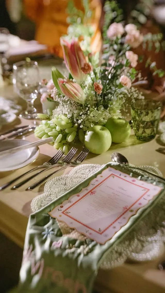 Rashmika offered a glimpse into an exquisitely curated dinner setting