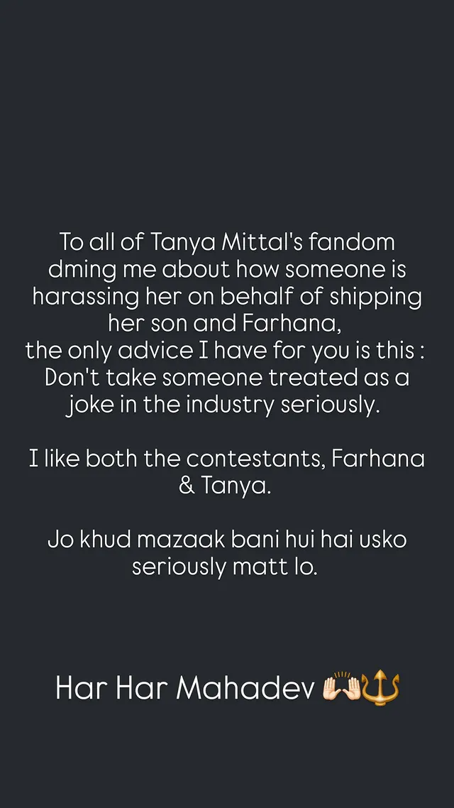 Jaan Kumar Sanu's Instagram Story