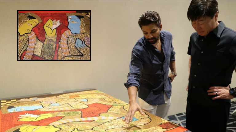 Allu Arjun Celebrates Ramayana Heritage; Gifts Sita Ram Kalyanam Painting To Geek Pictures CEO Tomatsu Kosano