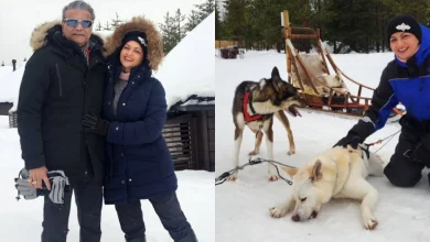 Bhagyashree Enjoys Sled Ride With Husband Himalaya Dasani