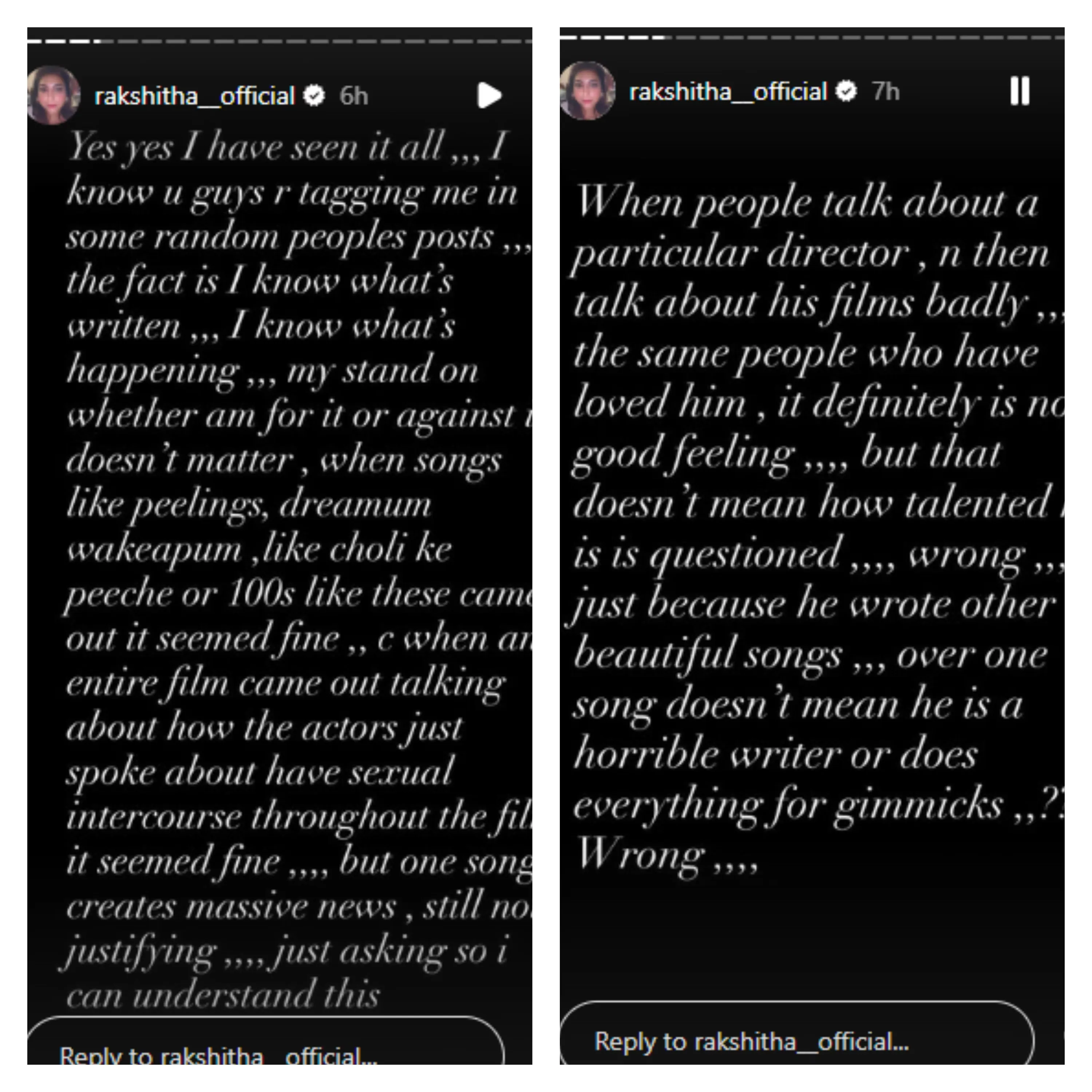 Rakshita comments on the controversy