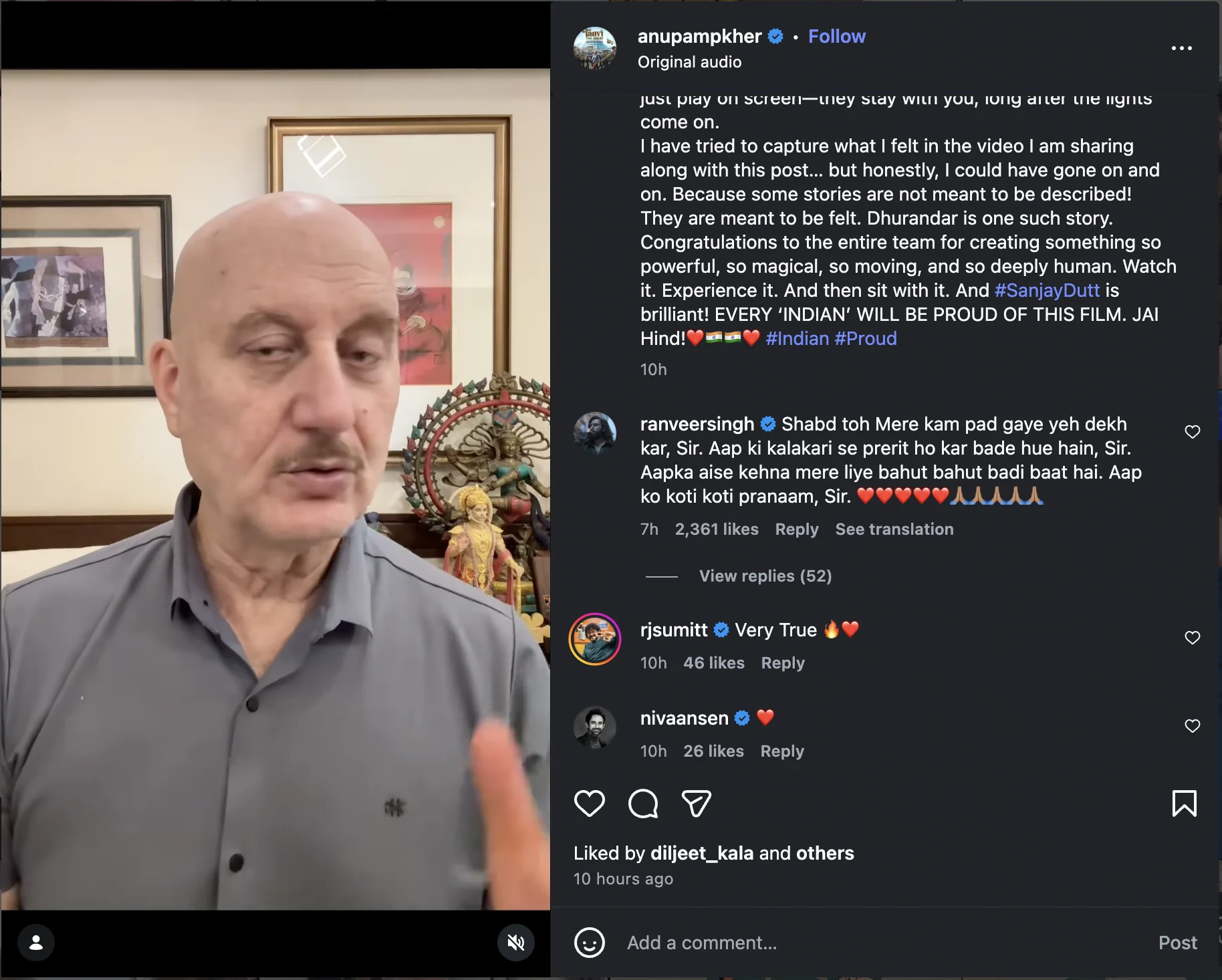 Ranveer REACTS To Anupam Kher's video