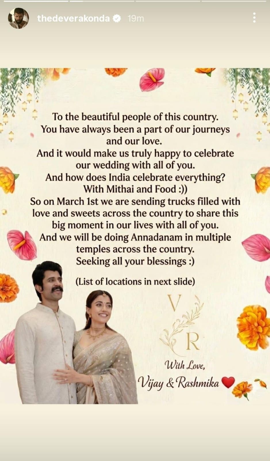 Rashmika Mandanna, Vijay Deverakonda To Do Annadanam Across India, Distribute Sweets Among Fans