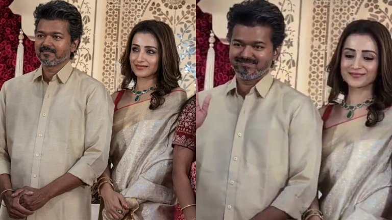 Vijay Thalapathy Makes Public Appearance With Trisha Krishnan In Chennai Wedding