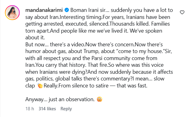 Mandana Karimi's Comment On Boman Irani's Satire Video