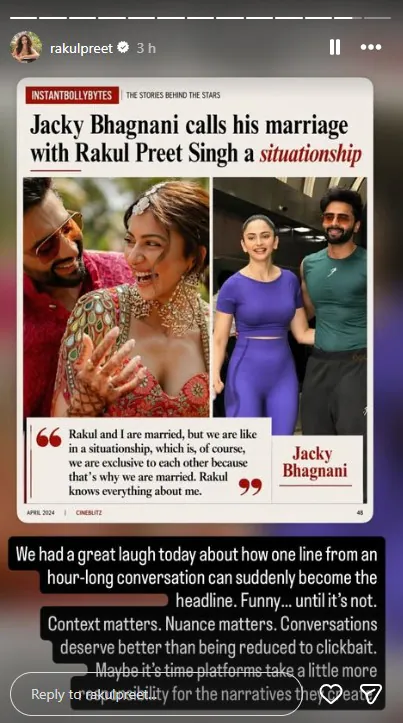 Rakul's IG Story