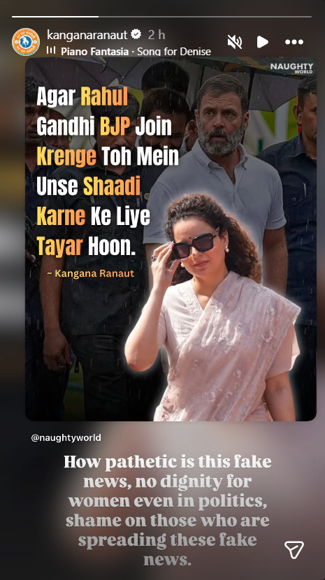 Kangana Ranaut Slams FAKE News About Her Marrying Rahul Gandhi ...