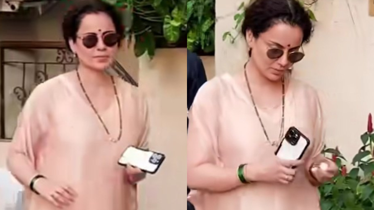 Kangana Ranuat Spotted in Mangalsutra And Green Bangles