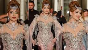 Urvashi Rautela Makes A Bold Statement In Sheer Bejewelled Gown, Statement Headgear At Cannes 2026