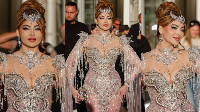 Urvashi Rautela Makes A Bold Statement In Sheer Bejewelled Gown, Statement Headgear At Cannes 2026