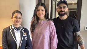 Anushka Sharma, Virat Kohli Pose With Fan In Ahmedabad