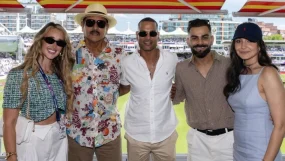 Anushka Sharma, Virat Kohli Pose With Ravi Shastri, Shikhar Dhawan
