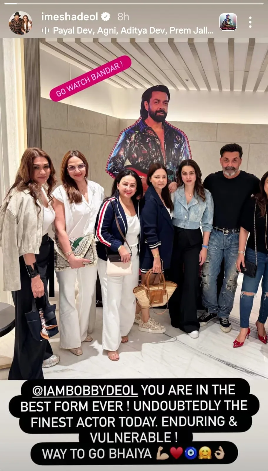 Bobby Deol gets praise from sister Esha Deol