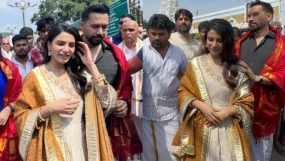 Raj Nidimoru Shields Wife Samantha Ruth Prabhu After Being Mobbed By Crowd At Tirupati Temple