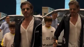 Shah Rukh Khan, AbRam Twin In Casual Cool At Mumbai Airport