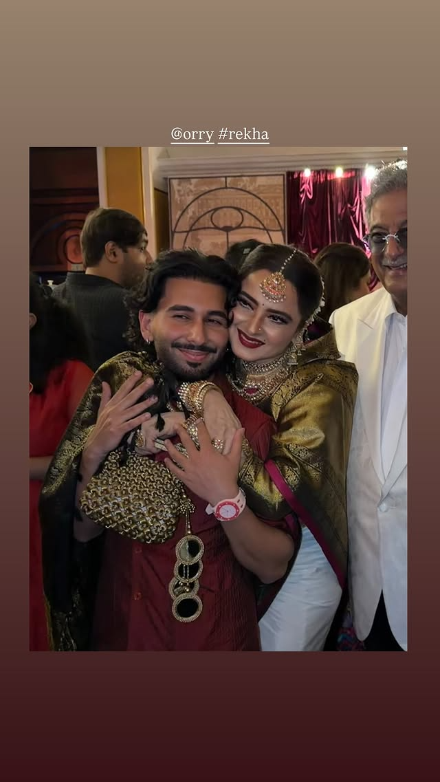 Orry With Rekha At Anshula's Wedding Reception