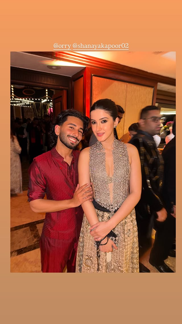 Orry With Shanaya Kapoor At Anshula's Wedding Reception