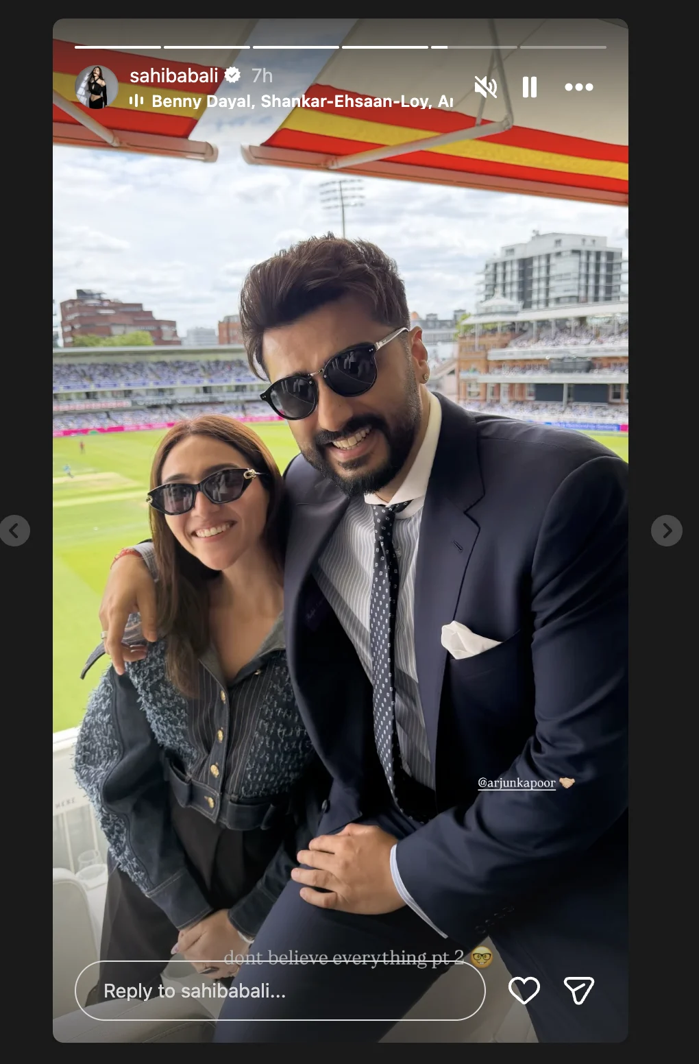 Sahiba and Arjun pose at Lords