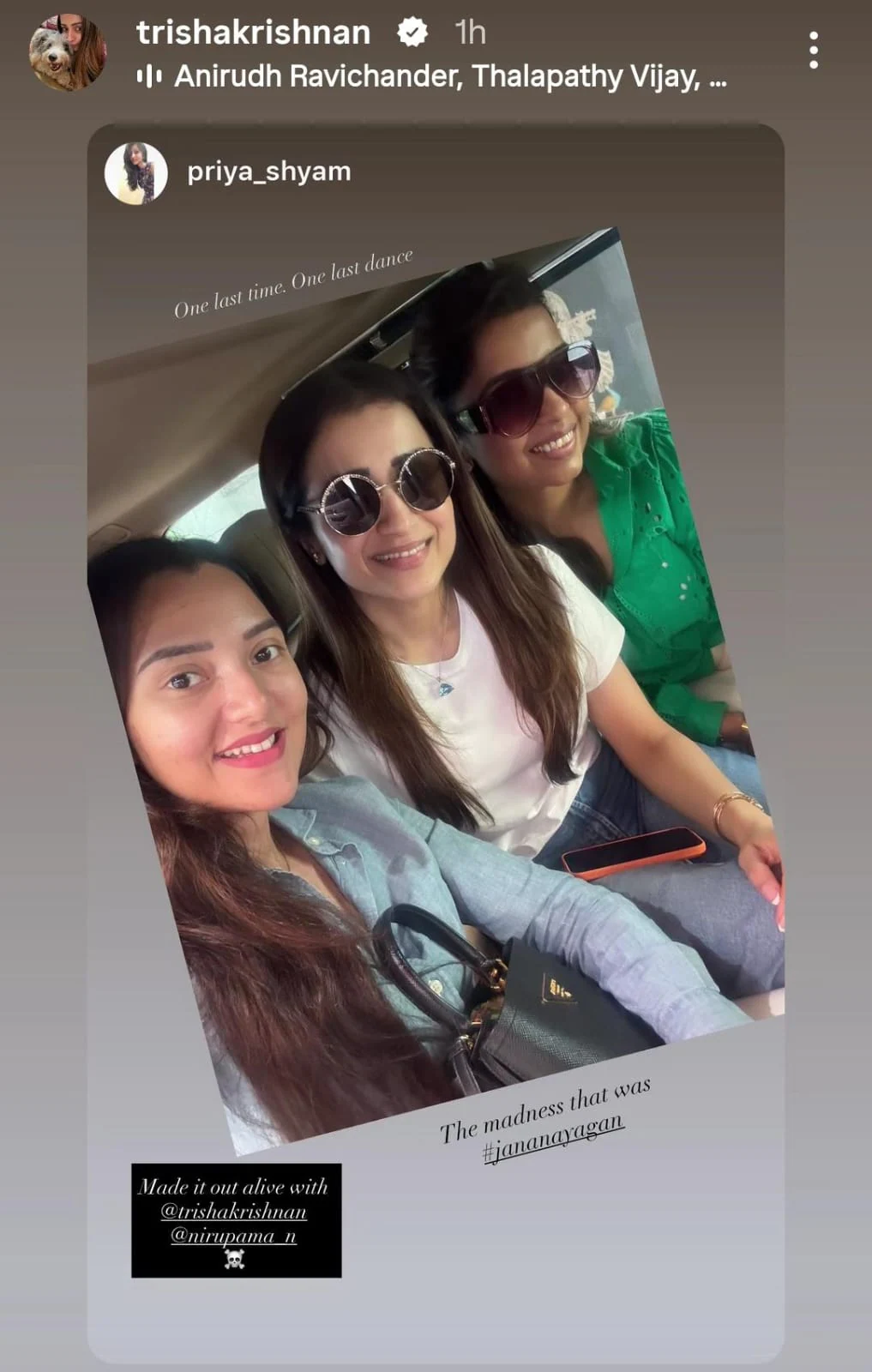 Trisha Shares Happy Picture After Watching Vijay's Jana Nayagan