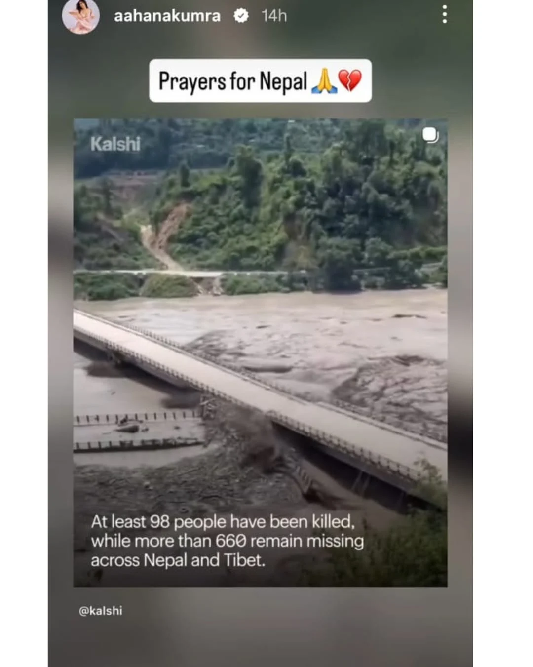 Aahana Kumra prays for Nepal