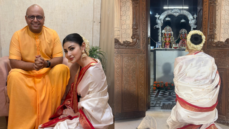 Mouni Roy Celebrates Janmashtami With Gaur Gopal Das